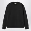 Carhartt Black Crewneck Sweatshirt With White Embroidered Logo In Black