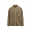 Carhartt Wip Leather Brown Cotton Reynold Shirt Jacket In Green