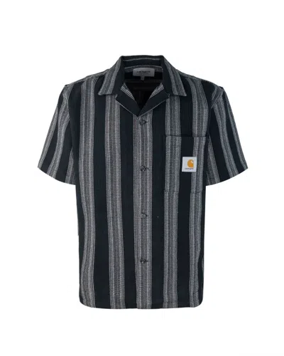 Carhartt Work In Progress Dodson Stripe Short Sleeve Cotton Button-up Shirt In Black