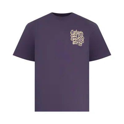 Pre-owned Carhartt Wip Short-sleeve Commuting Tales T-shirt 'lokers' | Purple | Men's Size Xxl
