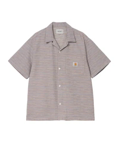 Carhartt Mens Gellar Stripe Multicolor Gellar Striped Short-sleeve Cotton Shirt Xl In Gray