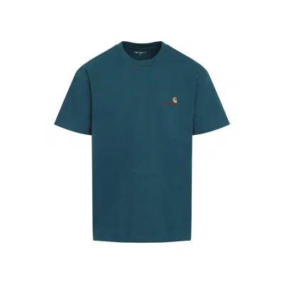 Carhartt Wip Short Sleeves American Script T-shirt In Blue