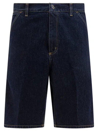 Carhartt Single-knee Bermuda Denim Shorts In Blue