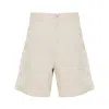 Carhartt Knee-length Canvas Texture Shorts With Cargo Pockets In Beige