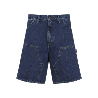 Carhartt Wip Double Knee Denim Cotton Shorts In Blue