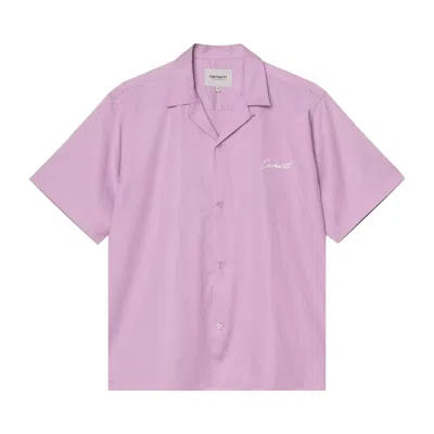 Pre-owned Carhartt Wip Short-sleeve Delray Shirt 'gentle Purple/white' | Men's Size M