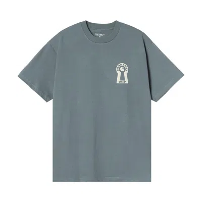 Pre-owned Carhartt Wip Short-sleeve Locked T-shirt 'cozy Blue' | Men's Size M