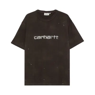 Pre-owned Carhartt Wip Short-sleeve Painter T-shirt 'tobacco (destroy Wash, Splatter)' | Brown | Men's Size L