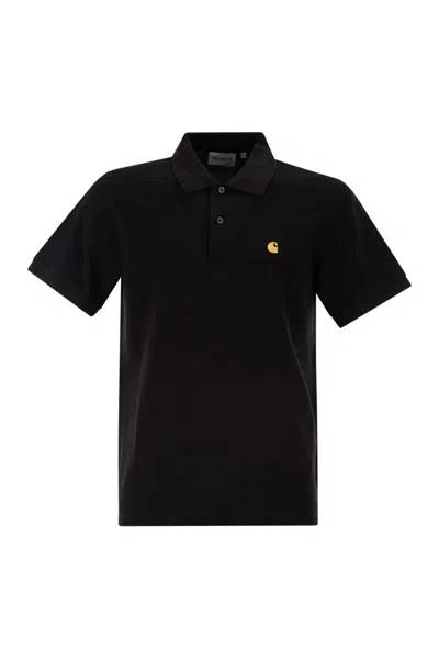 Carhartt Wip Short-sleeved Piqué Polo Shirt In Black