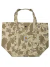 Carhartt Camouflage Print Shoulder Bag With Dual Handles In Brown