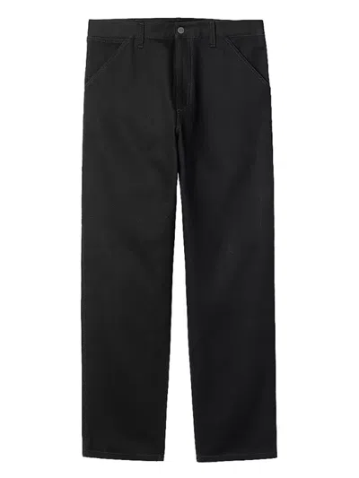 Carhartt Wip Single Knee Cotton Trousers In Black