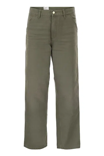 Carhartt Wip Single Knee - Cotton Trousers In Green