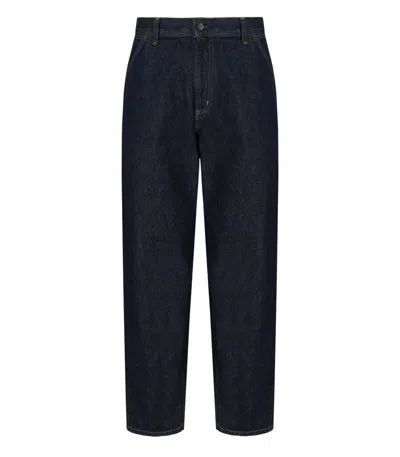 Carhartt Wip Single Knee Dark Blue Jeans In Black
