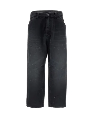 Carhartt Wip Paint-splatter Wide-leg Jeans In Black