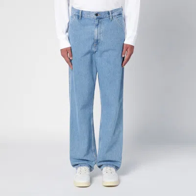 Carhartt Single Knee Pant Blue In Cotton In Blue Stone Blitched