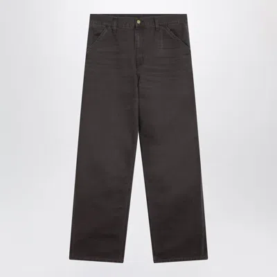 Carhartt Wip Single Knee Pant Trousers In Dearborn Shale/stone Canvas In Gray