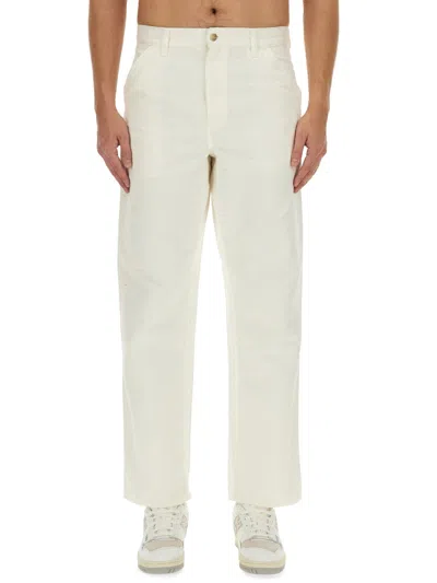 Carhartt Wip Single Knee Dearborn Canvas Pants In White