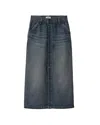 Carhartt Mid-length Denim Skirt With Logo Patch And Back Slit