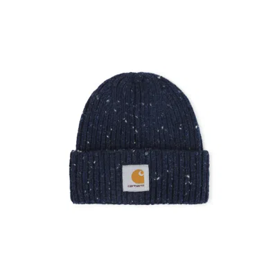 Carhartt Wip Speckled Jupiter Blue Wool Anglistic Beanie In Brown