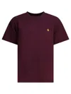 Carhartt S/s American Script T-shirts Bordeaux In Burgundy