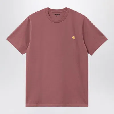 CARHARTT CARHARTT WIP  S/S CHASE DUSTY FUCHSIA/GOLD COTTON T-SHIRT