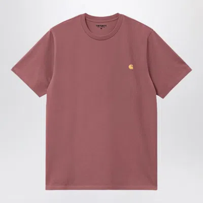 CARHARTT CARHARTT WIP S/S CHASE DUSTY FUCHSIA/GOLD COTTON T-SHIRT