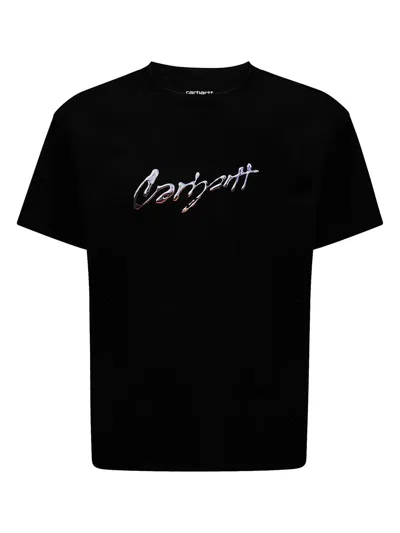 Carhartt Black Drip Script T-shirt In 89xx Black