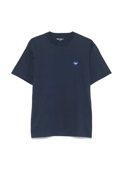 Carhartt Wip Ss Heart Ii Hartt Tshirt In Blue