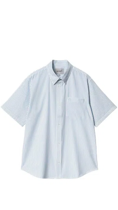 Carhartt S/s Phelps Shirt In Ssxx Phelps Stripe Bluebird