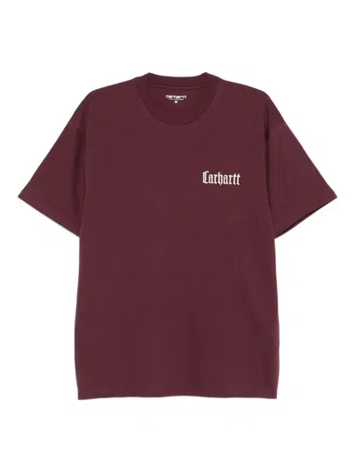 Carhartt Wip Ss Schooling Tshirt In Burgundy