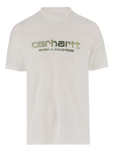 Carhartt Wip Ss Solar Chrome Script Tshirt In Neutral