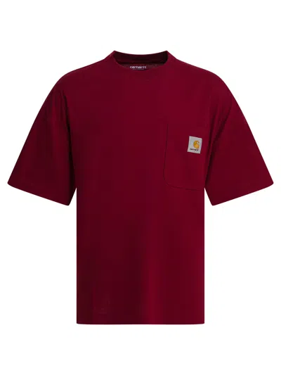 Carhartt Wip "s/s Work Pocket" T-shirt In Red