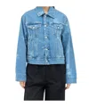 Carhartt Wip Womens Stamp Print Blue Graphic Regular Fit Cotton-denim Jacket In Blue