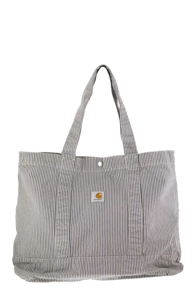 Carhartt Wip Striped Cotton Bag With Logo In Gray
