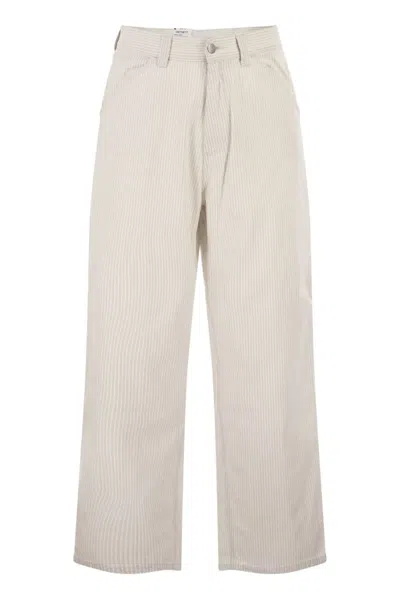 Carhartt Wip Striped Cotton Trousers In Nude