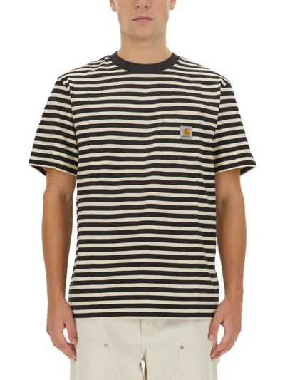 Carhartt Regular Fit Striped Short Sleeve T-shirt In Black