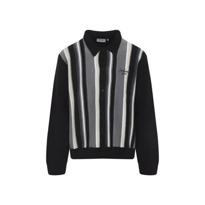 Carhartt Striped Cardigan Collared Design In Black