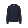 Carhartt Crew Neck Speckled Knit Sweater With Ribbed Cuffs In Blue