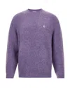 Carhartt Knitted Sweater With Soft Textured Fabric And Subtle Logo In Purple