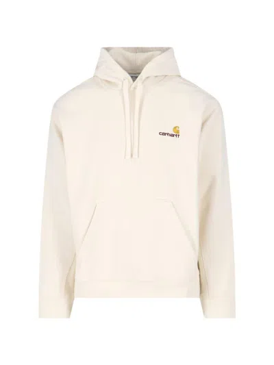 Carhartt American Script Sweatshirt Hoodie In Neutral