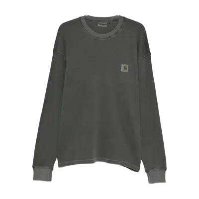 Carhartt Mens Black Vista Waffle Long-sleeves Cotton-jersey T-shirt In Gray
