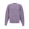 Carhartt Knitted Sweater With Soft Textured Fabric And Subtle Logo In Purple