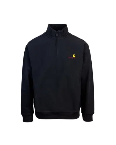 Carhartt Logo-embroidered Cotton-blend Sweatshirt In Black