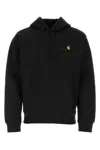 Carhartt Wip Black Cotton Hooded American Script Sweat In Black