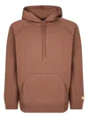 Carhartt Logo-embroidered Long-sleeved Hoodie In Brown