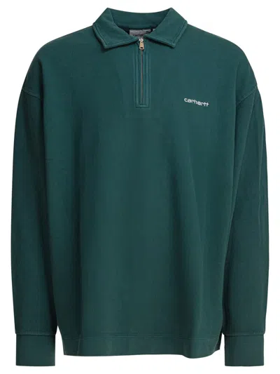 Carhartt Collared Knitwear Ribbed Finish In Green