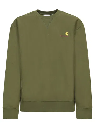 Carhartt American Script Crewneck Sweatshirt In Green