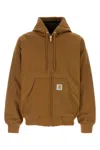 Carhartt Logo-patch Cotton Hooded Jacket In Hamiltonbrownrigid
