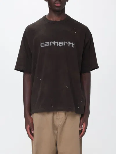 CARHARTT CARHARTT WIP ORGANIC COTTON T-SHIRT WITH PRINTED LOGO AND DROPPED SHOULDERS,I61180094