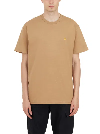 Carhartt Wip T-shirt Chase In Cotone In Beige